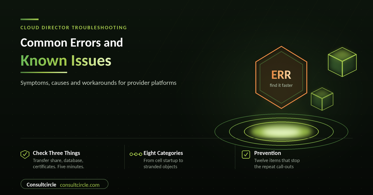 VMware Cloud Director Common Errors and Known Issues: Symptoms, Causes and Workarounds